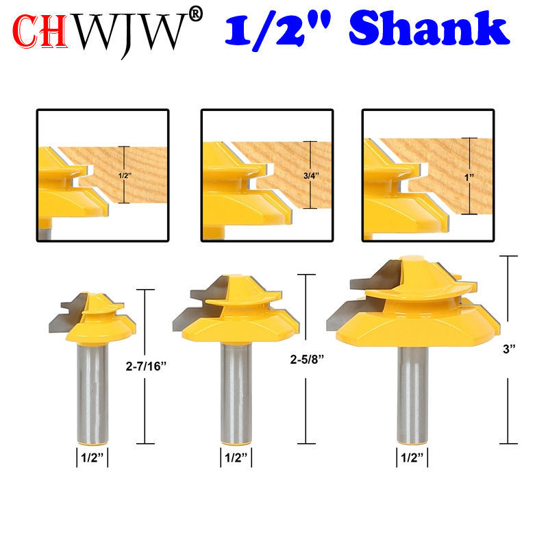 1/2 mango corona carpintería herramienta empalme cuchillo madera fresa cortador de alto grado 45 ° 45 grados espiga cuchillo línea cuchillo de ángulo recto
