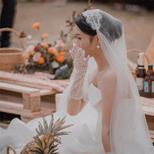 新娘双层头纱头饰网红拍照超仙森系复古头纱2020新款韩式帽式头纱