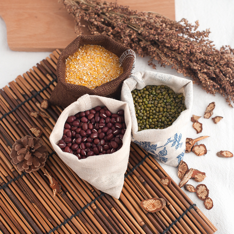 Pequeño saco té arroz grano grueso shooting bolsa foto props pequeño saco fotografía bolsa de tela alimentos props
