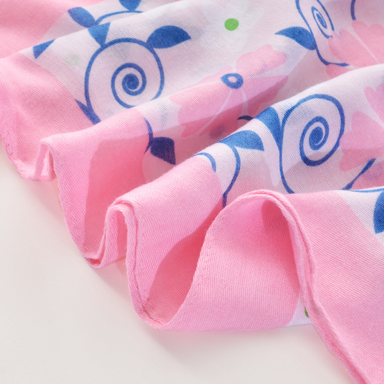 2020 nuevo rosa y azul impreso largo aire acondicionado protector solar chal fresco viaje playa toalla algodón y lino bufanda