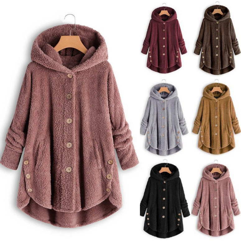 Cross-Border Hot-Selling 2025 Winter Amazon Ebay Popular Leopard Print Jacket Women's European and American Style Button Solid Color Hooded Jacket
