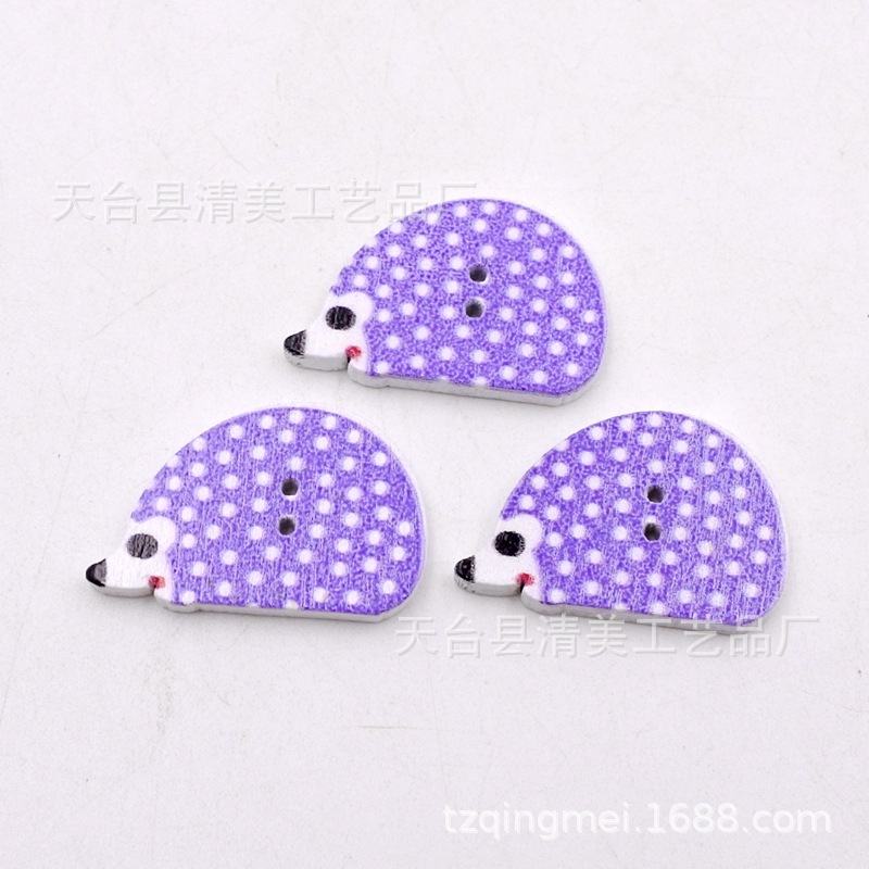 25*16mm fondo blanco multicolor erizo de dibujos animados botón de madera hermosa decoración para los niños