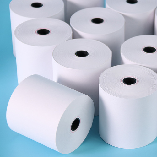 Factory direct supply 75*75 double-adhesive cashier receipt paper, single-layer pressure-sensitive paper roll, carbon-free pressure-sensitive dot matrix printing paper