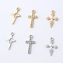 简单电镀合金镂空十字架小吊坠饰品配件DIY制作材料
