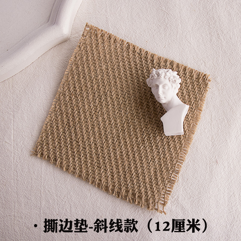 INS yute arpillera estera de la vendimia FOTOGRAFÍA decoración apoyos fondo estilo coreano aromaterapia vela posavasos