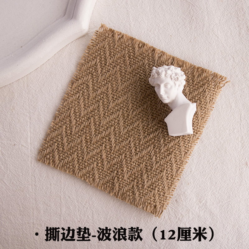 INS yute arpillera estera de la vendimia FOTOGRAFÍA decoración apoyos fondo estilo coreano aromaterapia vela posavasos