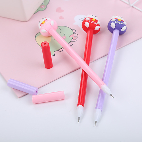 Cute kitten gel pen creative stationery student exam black water pen cat cartoon pen signature pen wholesale