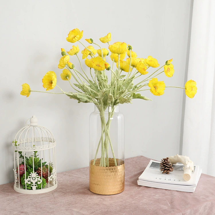 Model decorative simulation fake flower planting Mao Yumei living room simulation planting hair 4 -headed poppy flowers