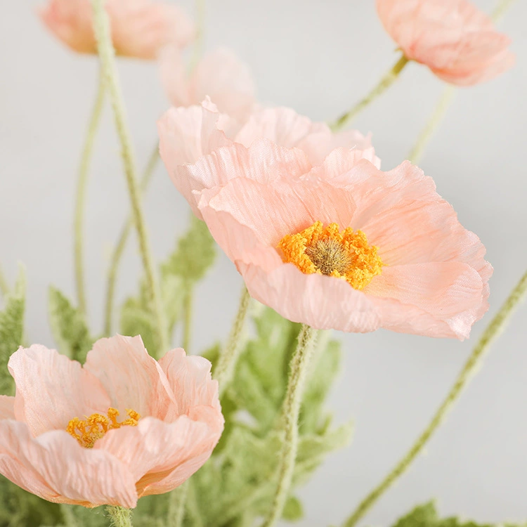 Model decorative simulation fake flower planting Mao Yumei living room simulation planting hair 4 -headed poppy flowers