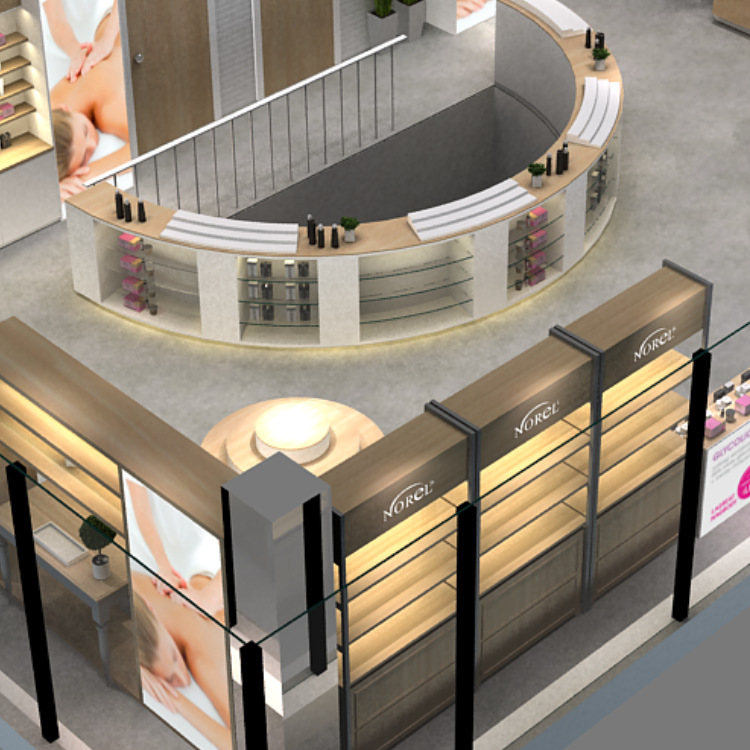 展柜厂家化妆品柜台亮光烤漆展台木制展示柜终合型服装展柜