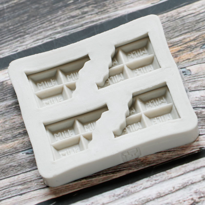 DIY carta rectangular de chocolate de media pieza de chocolate para hornear herramienta líquido fondant cake decoración molde de silicona