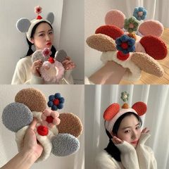 韓國ins網紅可愛熊耳朵髮飾花朵發箍女洗臉百搭發圈頭箍氣質髮帶