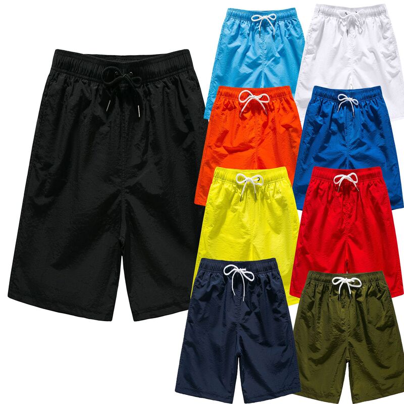 Solid Color Seaside Casual Swimming Trunks Straight Quick-drying Shorts with Lined Beach Pants Men's Ice Silk Nylon Solid Color Seaside Casual Swimming Trunks Straight Quick-drying Shorts with Lined Beach Pants Men's Ice Silk Nylon