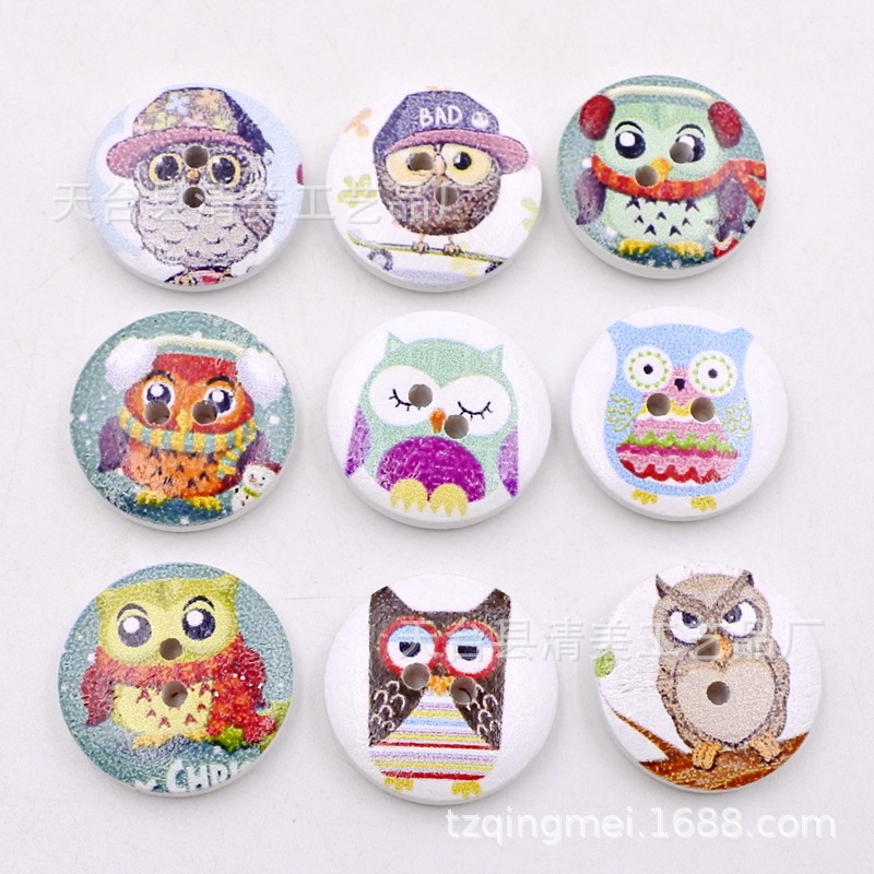 20mm fondo blanco retro búho variedad de botones de búho lindos botones de animales 50 un paquete