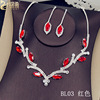 Crystal, jewelry for bride, silver necklace and earrings, set