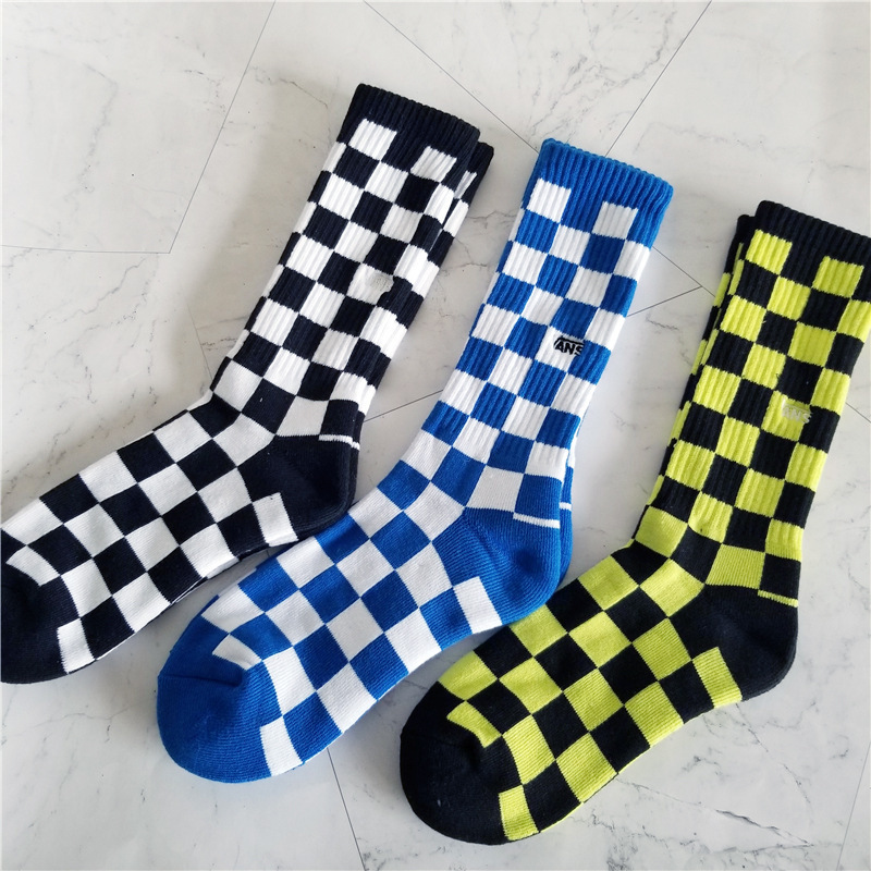 Foreign Trade Street Fashion Brand VA Drop Shipping Towel Bottom Basketball Plaid Socks Skateboard Hip-hop Long Tube High Top Thickeneding