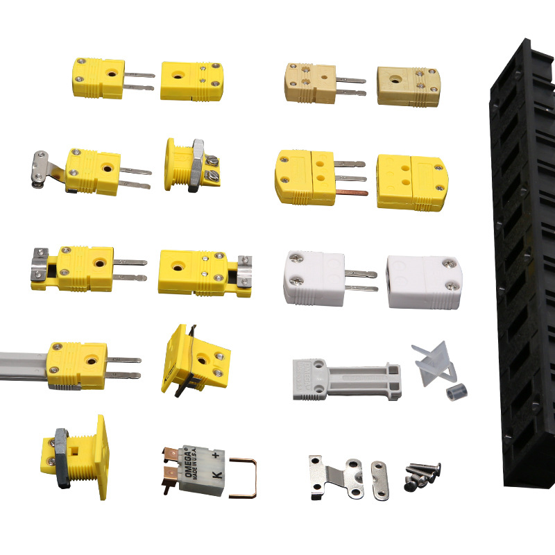 现货奥米佳黄色热电偶连接器K型测温线插头插座SMPW-K-M接插件