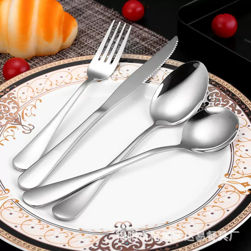 1010不锈钢餐具酒店牛排刀叉勺套装西餐可打logo镀钛咖啡长柄冰勺