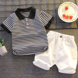 童装男儿童套装休闲韩版翻领衫套装夏季洋气宝宝短袖两件套新款套