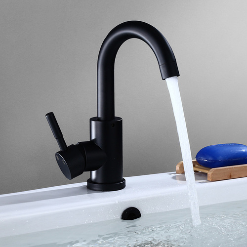 Black 304 stainless steel basin faucet White bathroom washbasin under-counter hot and cold faucet