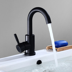 Black 304 stainless steel basin faucet White bathroom washbasin under-counter hot and cold faucet