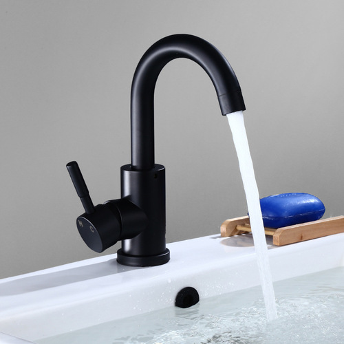 Black 304 stainless steel basin faucet White bathroom washbasin under-counter hot and cold faucet