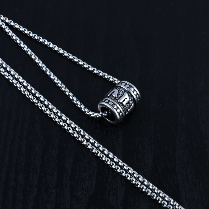 Cylinder Pendant Necklace With Six Character Mantra For Men And Women_voghion.com