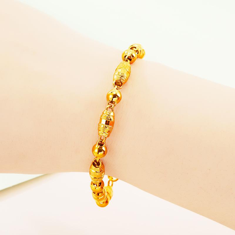 Estilo étnico esmerilado perlas hueco imitación 24K oro pulsera pareja helado de oliva perlas Vietnam arena oro joyería