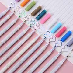 金屬色馬克筆水性記號筆DIY手賬彩色繪畫黑卡筆12色塗鴉筆