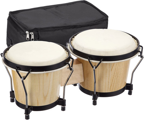 Solid Wood Sheepskin Bongo Drummer's Drum Set (6-inch + 7-inch, 7-inch + 8-inch) with Wrench Included