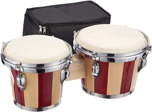 Solid Wood Sheepskin Bongo Drummer's Drum Set (6-inch + 7-inch, 7-inch + 8-inch) with Wrench Included