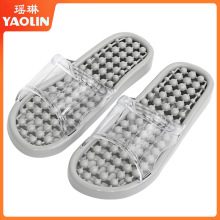 pvc塑料拖鞋家用透明镂空底按摩软底漏水浴室冲凉洗澡凉拖鞋