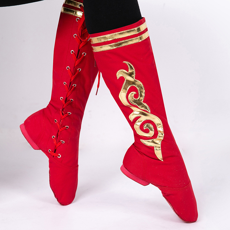 Sitang botas de montar Jazz botas de cuero de baile mongol danza Xizanga danza nacional botas altas rendimiento