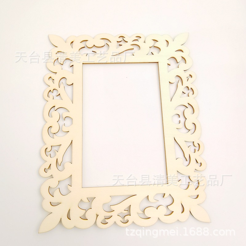 Marco de fotos de madera creativo Artesanía minimalista moderna Marco de fotos de piezas de madera sin pulir Decoración colgante de Navidad de bricolaje