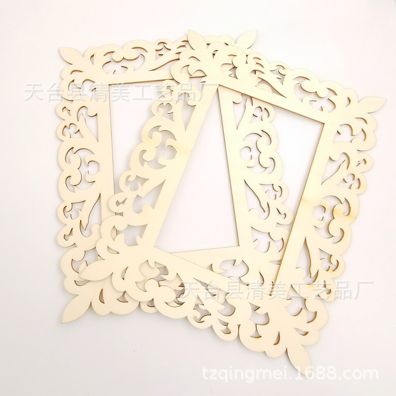 Marco de fotos de madera creativo Artesanía minimalista moderna Marco de fotos de piezas de madera sin pulir Decoración colgante de Navidad de bricolaje