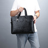 Capacious one-shoulder bag, men's laptop, business version, crocodile print, Birthday gift, wholesale