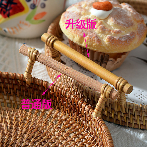 Cooking tea around the stove, handmade rattan woven desserts and snacks, high-looking light luxury storage snacks, snack trays and baking accessories
