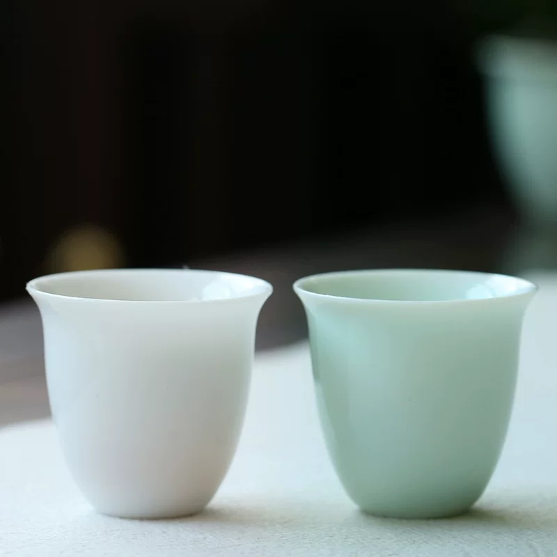 Dehua White Porcelain Jade Mud Kung Fu Tea Cup Ceramics Cup Single Cup Small Shadow Blue White Porcelain Tea Cup Tea Cup Wenxiang Cup
