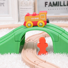 Coolwood Wooden Track Assembly Building Block Train Track Set Brain Teaser Innovative Compatible with Thomas the Train