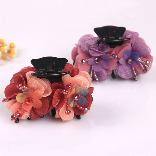 Hair clip plate hair grab clip flower fabric hair accessories shark clip head flower jewelry hot selling accessories hair clip headband clip