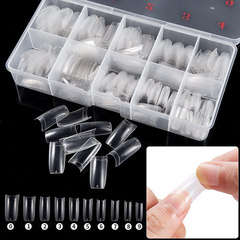Amazon Manicure Nail Strips 500 Pieces Boxed Seamless Natural Transparent French Full and Half Paste Fake Nail Strips Tool