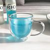 High borosilicon transparent water cup plus LOGO creative cup cross -border coffee cup heat -resistant double -layer glass glass