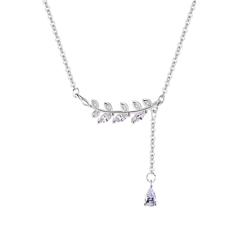 Collar de hoja de plata esterlina s925 temperamento femenino estilo coreano ins simple estudiante estilo frío nicho Cadena de clavícula para novia