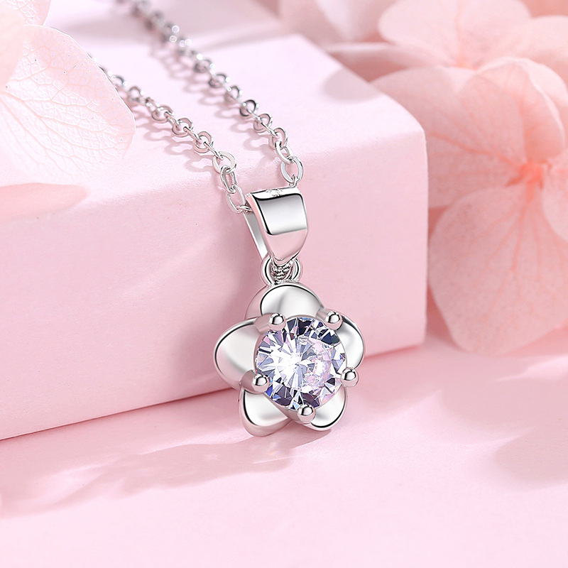 S925 collar de plata esterlina las mujeres corto moda cadena clavícula simple flor personalizada colgante regalo cumpleaños para la novia