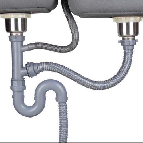 Sink basin drainer kitchen sink sink drain accessories drain pipe double slot sink drain pipe complete set