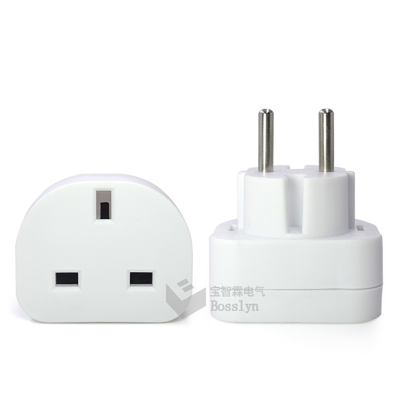 4.8mm韩国旅游转换插头 欧规转英规转接头 英式转欧式转换头