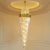 Crystal pendant for country house, rotating ceiling lamp suitable for stairs, light luxury style