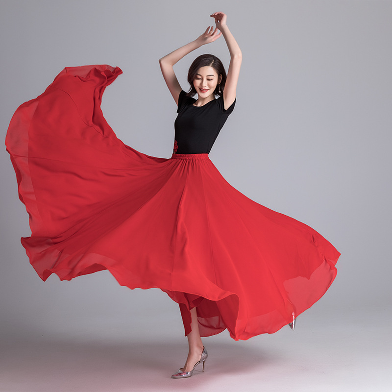 720 degrees chiffon skirt Xinjiang dance classical dance costume long skirt fairy chiffon large swing skirt modern ballet 720 degrees chiffon skirt Xinjiang dance classical dance costume long skirt fairy chiffon large swing skirt modern ballet