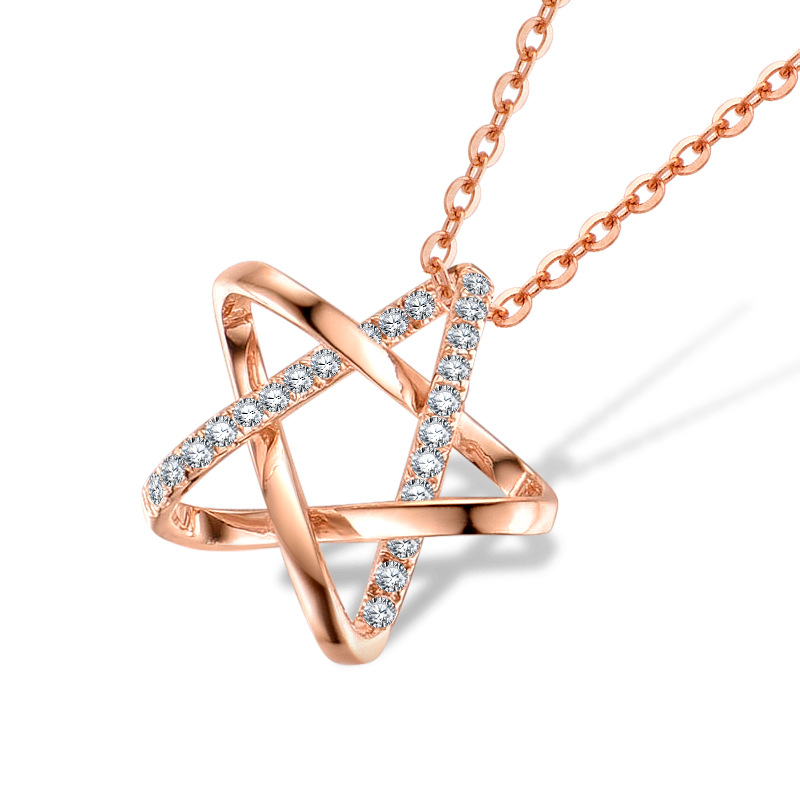 En línea celebridad Singapur completo diamante estrella 925 Collar de plata colgante nicho simple diseño estrella clavícula cadena femenina