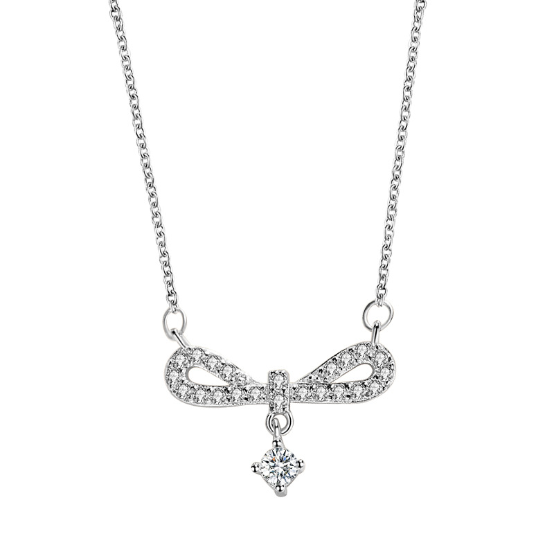 Internet celebridad Singapur arco s925 Collar de plata lindo nicho diseño simple borla clavícula cadena femenina